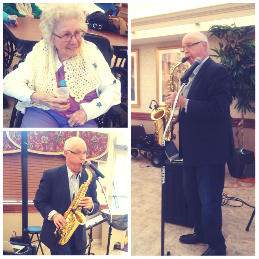 Saxaphone Player Jim McBride Brings Smiles to our Residents!